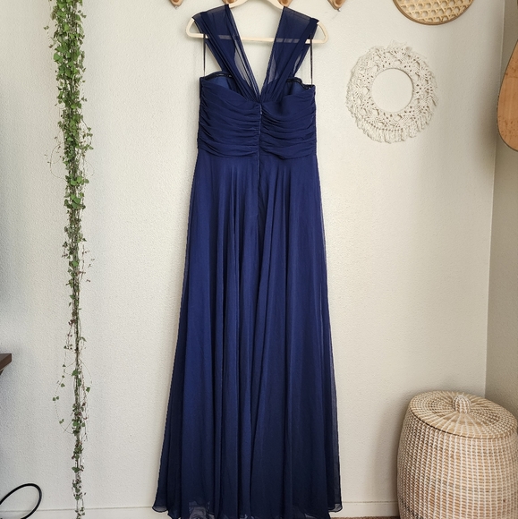 Dessy Collection Off-The-Shoulder Draped Chiffon Maxi Dress - Picture 5 of 11